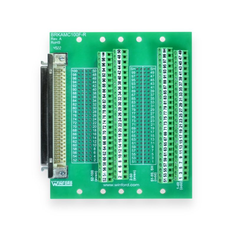 MDR 100 Pin Breakout Board With Screw Terminals Winford Engineering