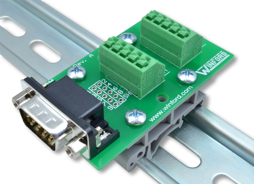 DB9 Breakout Board With Spring Connection Terminals Winford Engineering