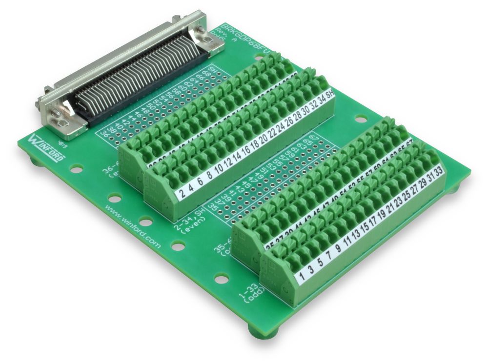 Half Pitch Dsub Pin Breakout Board With Spring Terminals Winford