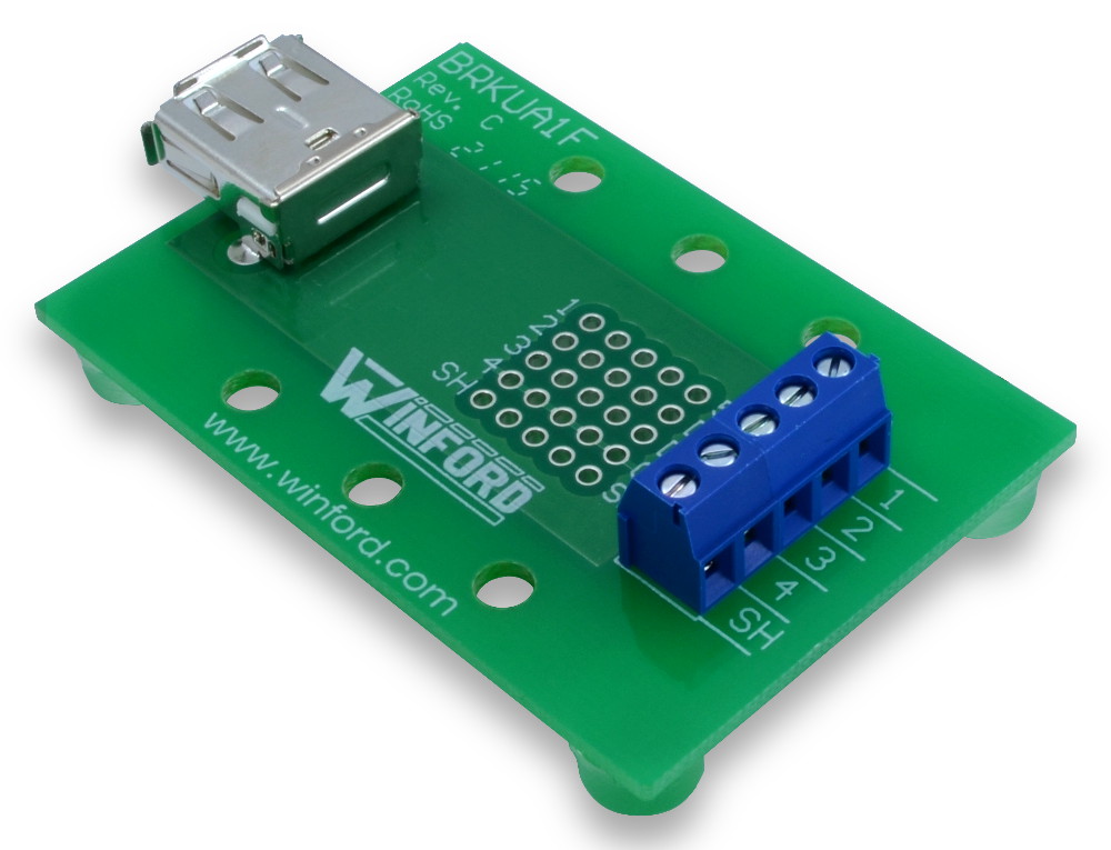 Usb A Female Breakout Board With Screw Terminals Winford Engineering