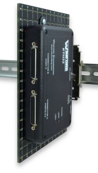 Front View of Device Mounted on DIN Plate and on DIN Rail