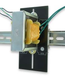 Front View of Device Mounted on DIN Plate and on DIN Rail