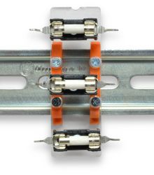 Front View of Device Mounted on DIN Plate and on DIN Rail