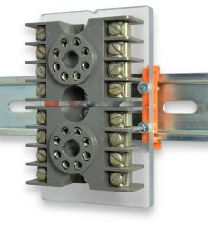 Front View of Device Mounted on DIN Plate and on DIN Rail