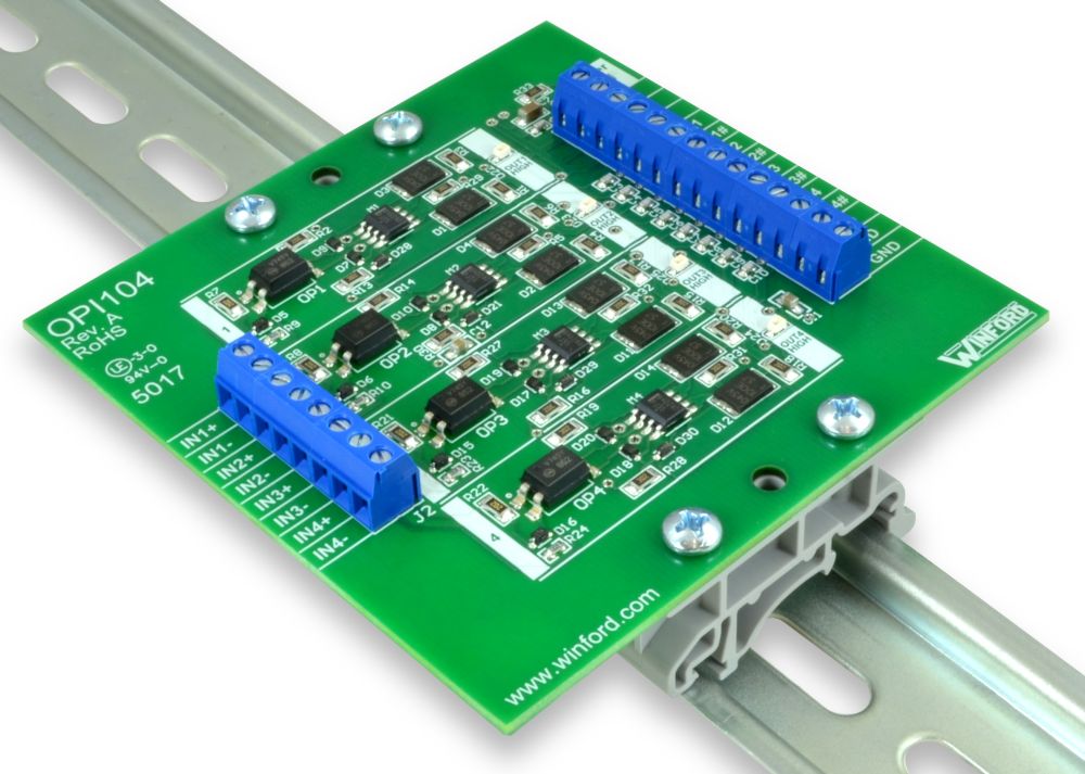 OptoIsolator Board 4 Channels, Buffered Outputs Winford Engineering