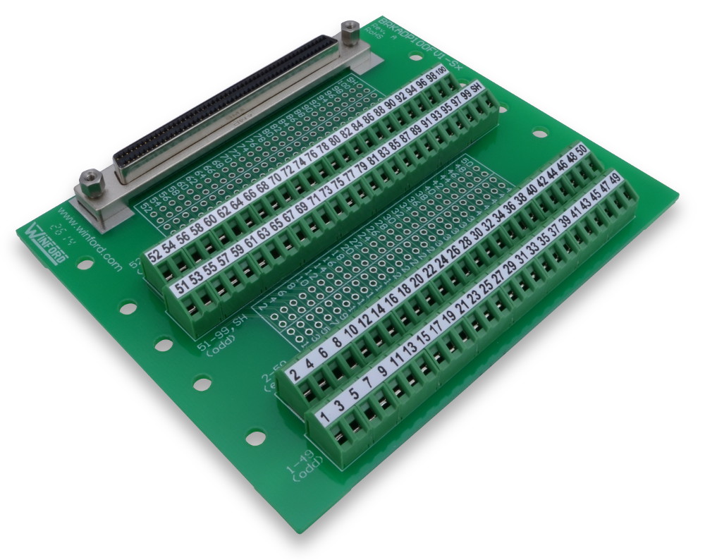 Half-Pitch DSUB 100-Pin Breakout Board with Screw Terminals - Winford ...