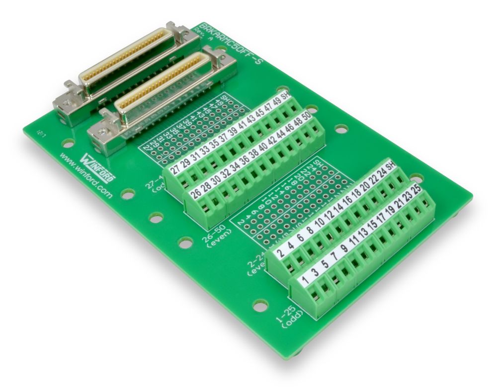 MDR 50-Pin Dual Breakout Board with Screw Terminals - Winford Engineering