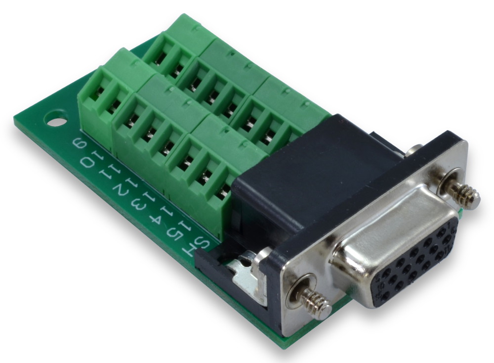 DB15HD Slim Breakout Board with Screw Terminals - Winford Engineering