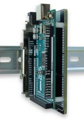 Front View of Device Mounted on DIN Plate and on DIN Rail