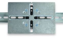 Front View of Device Mounted on DIN Plate and on DIN Rail