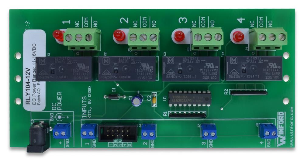 Relay Board: TTL Logic Level Inputs, 4 SPDT 15A Relays (Legacy